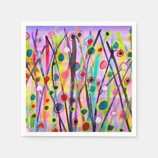 抽象芸術アート風景カラフル水彩 スタンダードカクテルナプキン (正面)