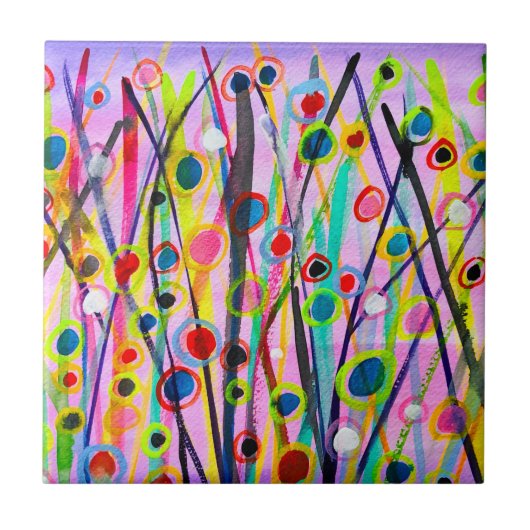 抽象芸術アート風景カラフル水彩 タイル (正面)