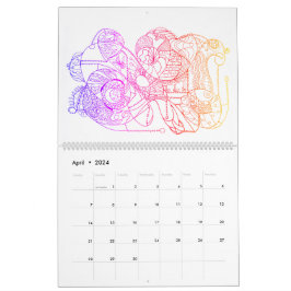 抽象芸術アート黒と白の色合い カレンダー