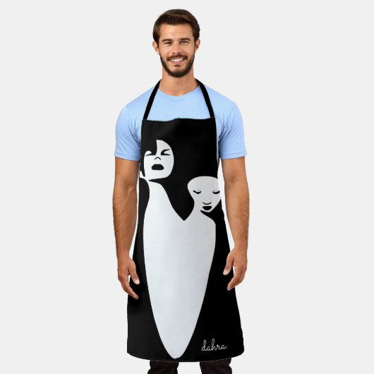 抽象芸術アート2黒人女性 エプロン (着用した状態)