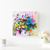 抽象芸術アート26時 スクエア壁時計 (ホーム)