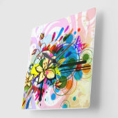 抽象芸術アート26時 スクエア壁時計 (傾斜)