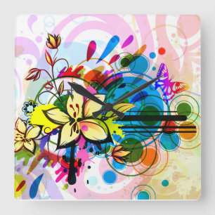 抽象芸術アート26時 スクエア壁時計