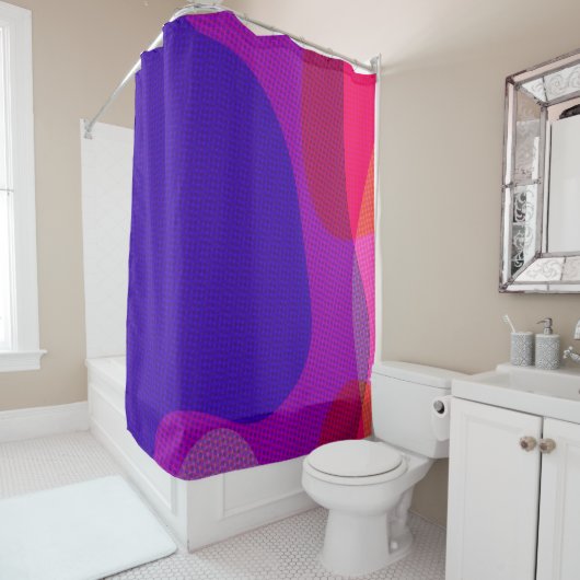 抽象芸術アート4897 – 紫ピンクオレンジイエロー シャワーカーテン (インサイチュ)