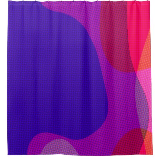 抽象芸術アート4897 – 紫ピンクオレンジイエロー シャワーカーテン (正面)