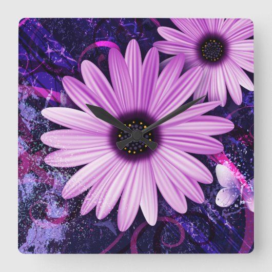 抽象芸術アート49&49Aウォールクロックオプション スクエア壁時計 (正面)