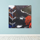 抽象芸術アート（シルバー、銅、赤） キャンバスプリント (インサイチュ (ウッドフロア))