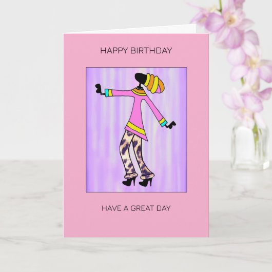 抽象芸術アート、トレンディーとガールエレガント誕生日 カード (蘭)