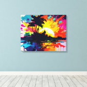 抽象芸術アート – トロピカルアイランドキャンバスプリント キャンバスプリント (インサイチュ (ウッドフロア))