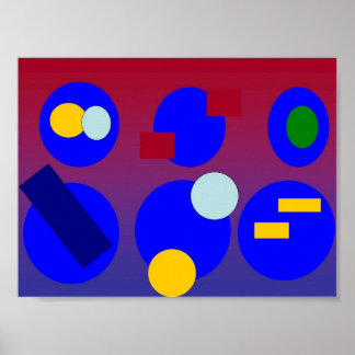 抽象芸術アート – ブルーレッドドーン ポスター