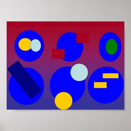 抽象芸術アート – ブルーレッドドーン ポスター (正面)