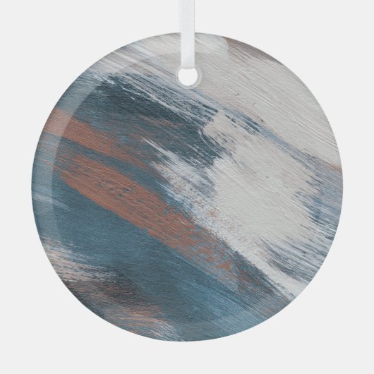 抽象芸術アート：多彩なブラシストローク ガラスオーナメント (正面)