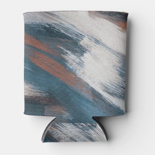 抽象芸術アート：多彩なブラシストローク 缶クーラー (正面)