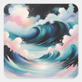 抽象芸術アート(海波) スクエアシール