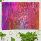 抽象芸術アート、紫オレンジピンク キッチンタオル (折り畳み)