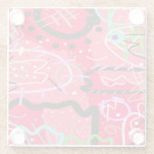 抽象芸術アート（赤） ガラスコースター (裏面)