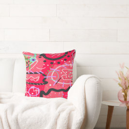 抽象芸術アート（赤） クッション