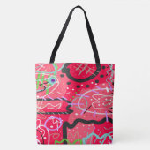 抽象芸術アート（赤） トートバッグ (正面)