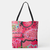 抽象芸術アート（赤） トートバッグ (裏面)