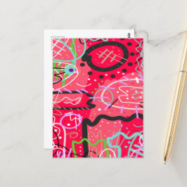 抽象芸術アート（赤） ポストカード