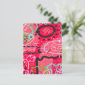 抽象芸術アート（赤） ポストカード (スタンド正面)