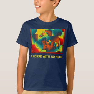 抽象芸術アート – 馬 – 青い赤い黄色 Tシャツ