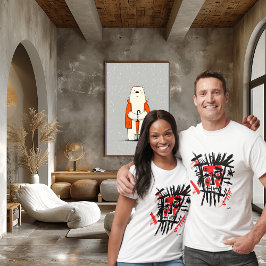 抽象芸術アーバン顔はっきりした – レッド&ブラック通りアート Tシャツ