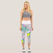 抽象芸術アーファンキートターコイズピンクパステルテーマキャップ カプリレギンス (正面)