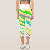 抽象芸術アーファンキートターコイズブルーグリーンレギンス カプリレギンス (裏面)