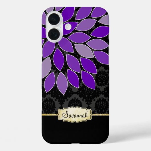 抽象芸術アーモダントフローラ紫ブラック金ゴールド Case-Mate iPhoneケース (裏面)
