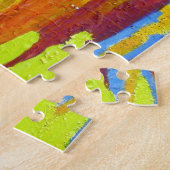 抽象芸術アールストライプレインボー絵を描ドリップ ジグソーパズル (側面)