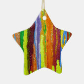 抽象芸術アールストライプレインボー絵を描ドリップ セラミックオーナメント (右)