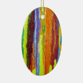 抽象芸術アールストライプレインボー絵を描ドリップ セラミックオーナメント (右)