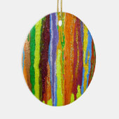 抽象芸術アールストライプレインボー絵を描ドリップ セラミックオーナメント (右)