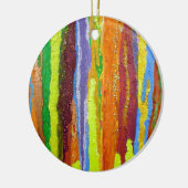 抽象芸術アールストライプレインボー絵を描ドリップ セラミックオーナメント (左)