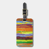 抽象芸術アールストライプレインボー絵を描ドリップ ラゲッジタグ (正面縦)