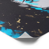 抽象芸術アールデコウーマン – ブラックとターコイズ ポスター (角)