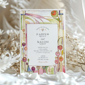 抽象芸術アールヌーボーフローラ水結婚色 招待状