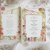 抽象芸術アールヌーボーフローラ水結婚色 招待状