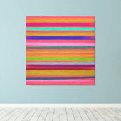 抽象芸術アールピ絵を描ックレインボーストライプズ キャンバスプリント (インサイチュ (ウッドフロア))