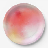 抽象芸術アー空白のトテンプレートピンクレッドオレンジイエロー ペーパープレート (正面)