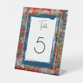 抽象芸術アー絵を描ト- – 青と金ゴールドの表の番号 台座サイン (正面)