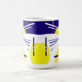 抽象芸術ア前向きートビーブイエローブルーホワイト コーヒーマグカップ (中央)