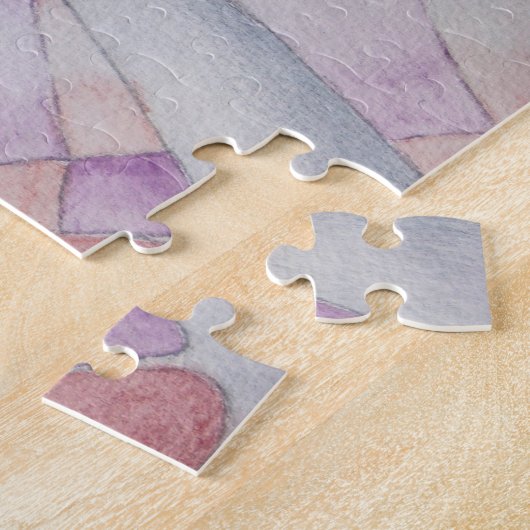 抽象芸術ア数々のート色ピンクのポーズのレトロ ジグソーパズル (側面)