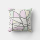 抽象芸術ア淡い色のートベージュコーラルピンクイエロー クッション (正面)
