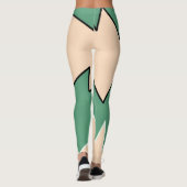 抽象芸術ア淡い色のートベージュコーラルピンクグリーン レギンス (裏面)