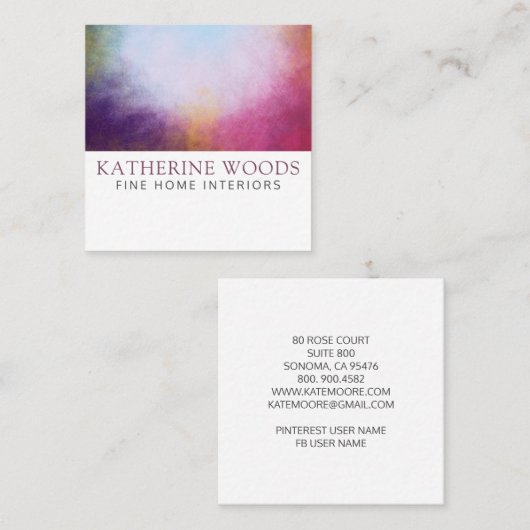 抽象芸術ア絵画ートのインテリアデザイナーRed Violet スクエア名刺 (正面/裏面)