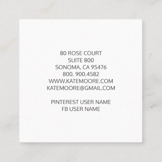 抽象芸術ア絵画ートのインテリアデザイナーRed Violet スクエア名刺 (裏面)