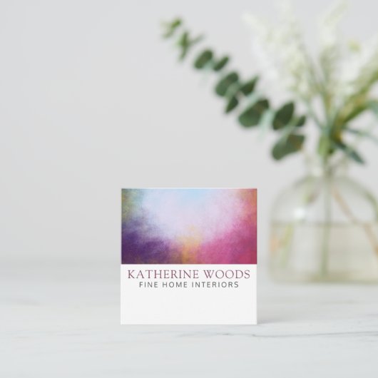 抽象芸術ア絵画ートのインテリアデザイナーRed Violet スクエア名刺 (スタンド正面)