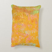 抽象芸術ア絵画ートのオレンジ色の黄色ピンク赤グリーン アクセントクッション (裏面(縦))